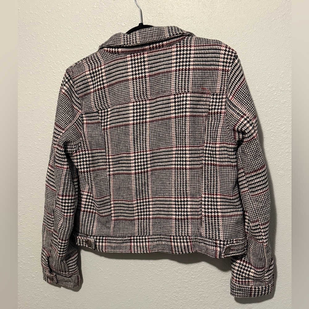 Stoosh Women’s XL Black, Maroon, and White Plaid Blazer preppy minimalist - Picture 2 of 5